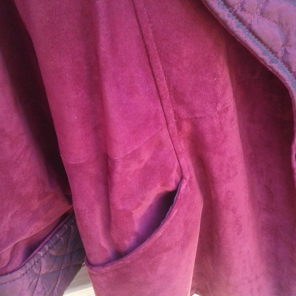 Burgundy trend! Vtg Danier quilted genuine suede reversible coat - Picture 6 of 15